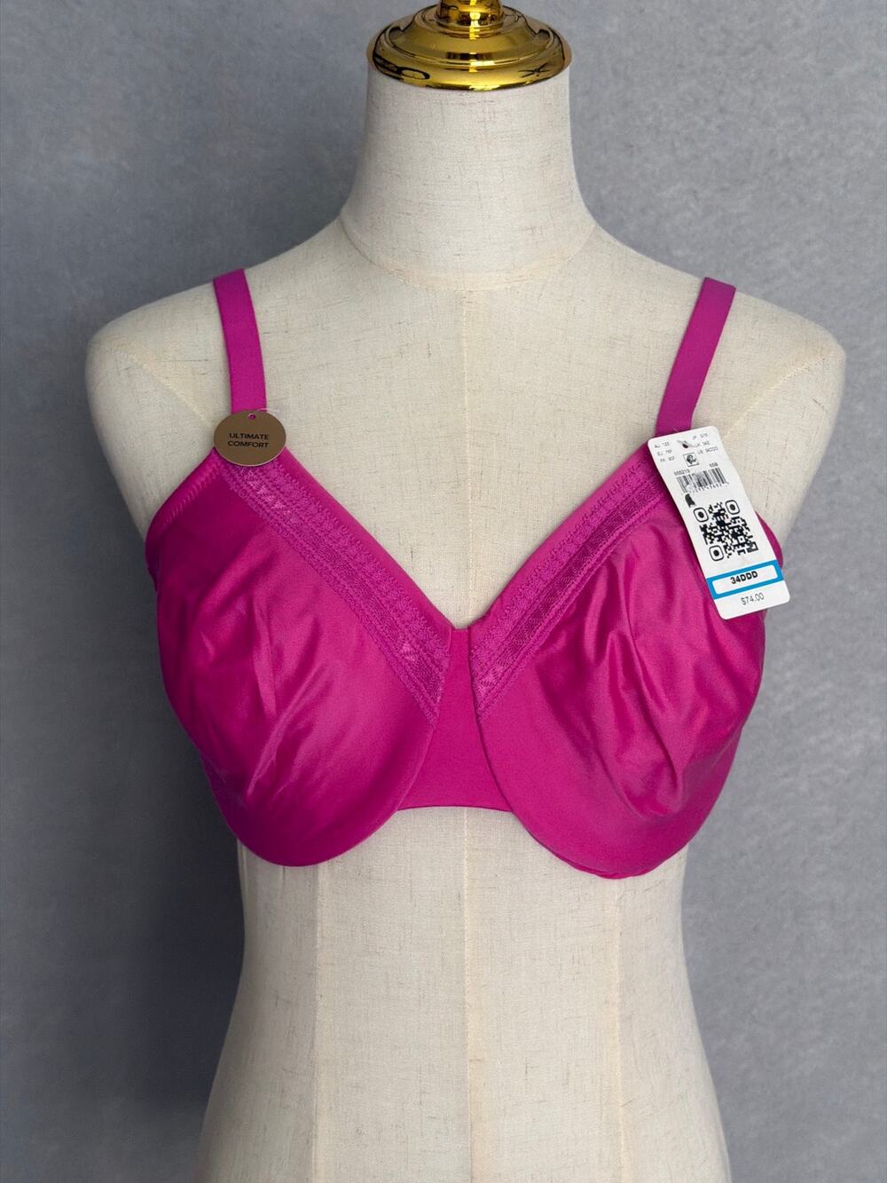 Wacoal Perfect Primer Bra Full-Figure Underwire Bright Pink Women's 36DDD NEW